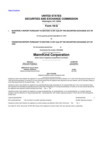 Thumbnail MannKind Corp 10-Q Quarterly Report FY2012 