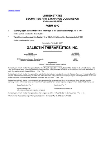 Thumbnail Galectin Therapeutics 10-Q Quarterly Report FY2012 