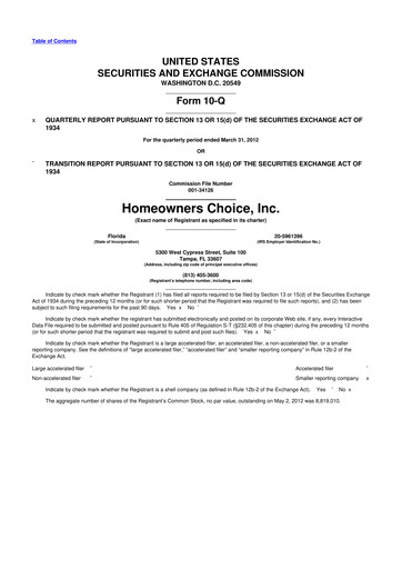 Thumbnail HCI Group
 10-Q Quarterly Report FY2012 