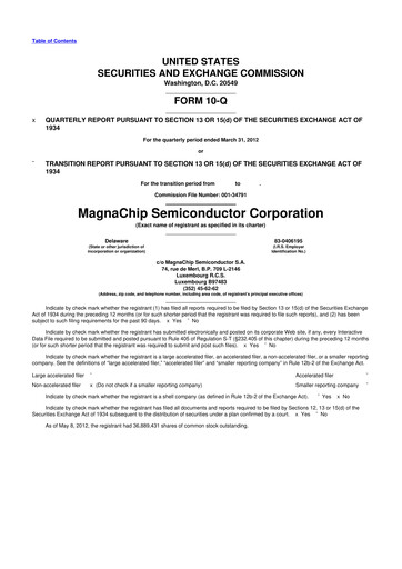 Vorschaubild Magnachip Semiconductor 10-Q Quartalsbericht 2012 