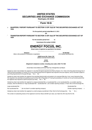 Thumbnail Energy Focus 10-Q Quarterly Report FY2012 