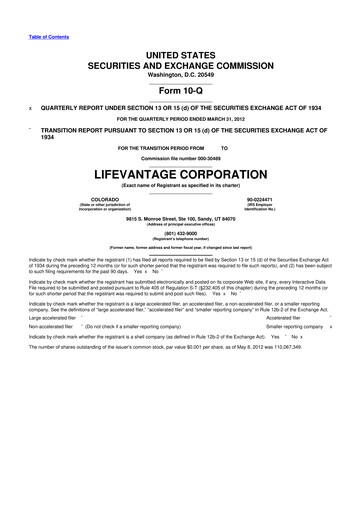 Thumbnail Lifevantage 10-Q Quarterly Report FY2012 