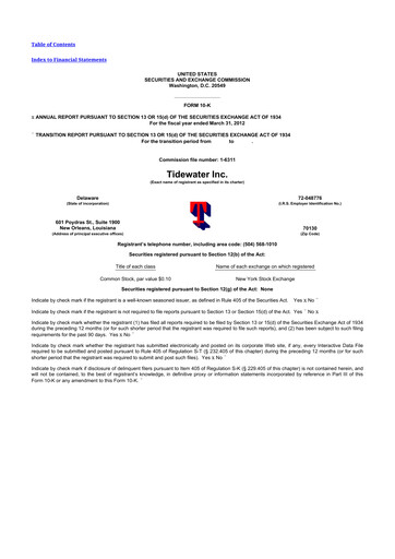 Miniature Tidewater 10-K Rapport annuel 2012