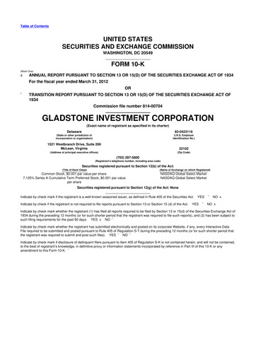 Thumbnail Gladstone Investment 10-K Annual Report 