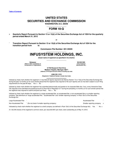 Thumbnail InfuSystem 10-Q Quarterly Report FY2012 