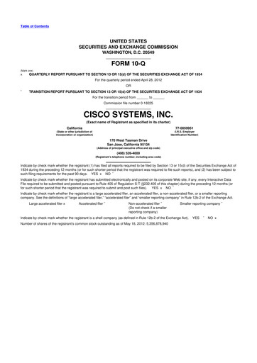 Miniature Cisco 10-Q Rapport trimestriel 2012 