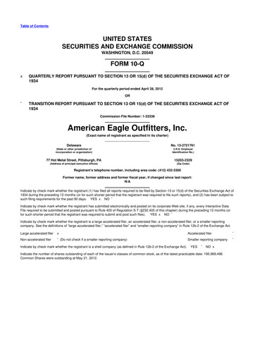 Thumbnail American Eagle Outfitters
 10-Q Quarterly Report FY2012 