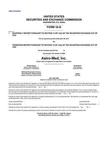 Miniature AstroNova, Inc. 10-Q Rapport trimestriel 2013 