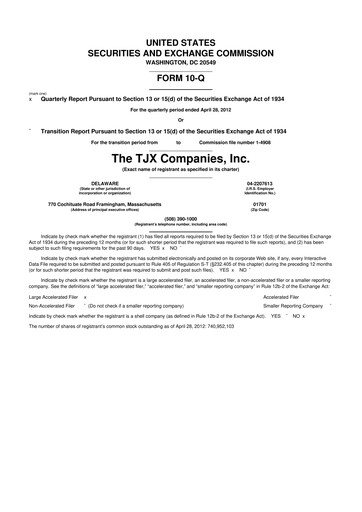 Thumbnail TJX Companies 10-Q Quarterly Report FY2013 