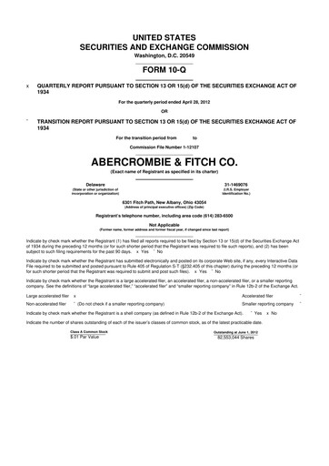 Miniature Abercrombie & Fitch 10-Q Rapport trimestriel 2012 