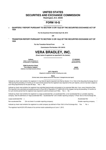 Thumbnail Vera Bradley
 10-Q Quarterly Report FY2013 