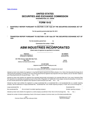 Thumbnail ABM Industries
 10-Q Quarterly Report FY2012 