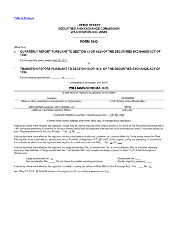 Thumbnail Williams-Sonoma 10-Q Quarterly Report FY2012 