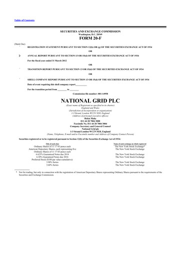 Thumbnail National Grid 20-F Annual Report 