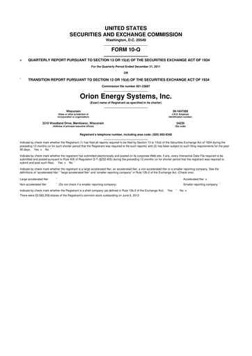 Thumbnail Orion Energy Systems
 10-Q Quarterly Report FY2012 