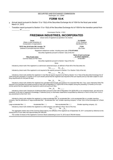 Thumbnail Friedman Industries 10-K Annual Report 2012