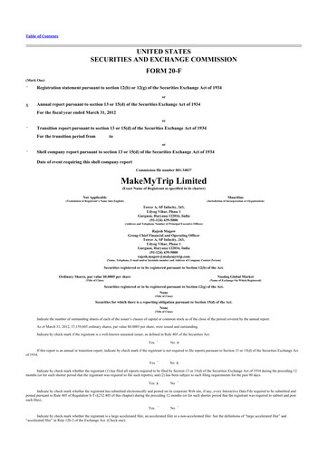 Thumbnail MakeMyTrip
 20-F Annual Report 