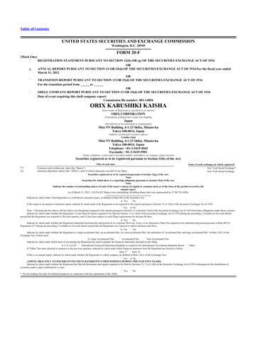 Thumbnail ORIX
 20-F Annual Report 2011