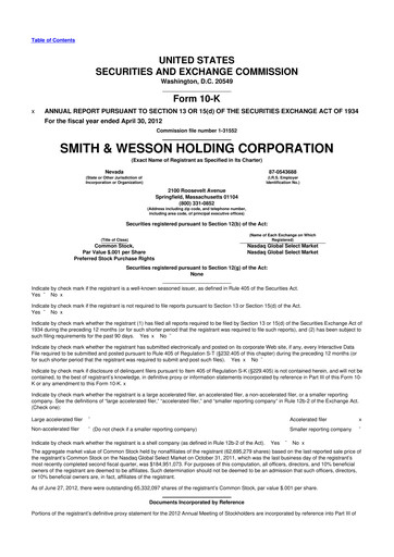 Miniature Smith & Wesson 10-K Rapport annuel 2012