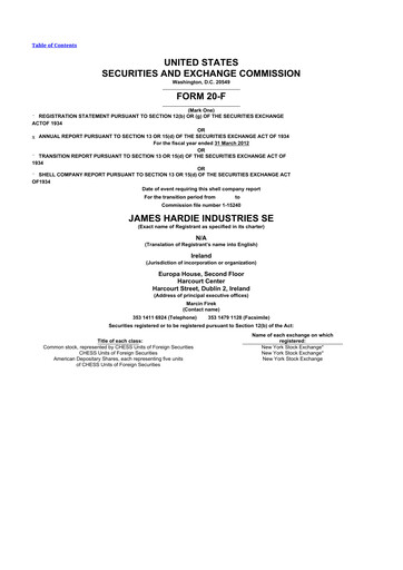 Miniature James Hardie Industries
 20-F Rapport annuel 2012