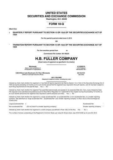 Thumbnail H.B. Fuller
 10-Q Quarterly Report FY2012 