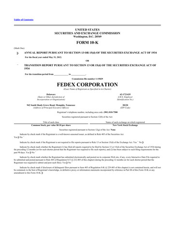 Thumbnail FedEx 10-K Annual Report 2012