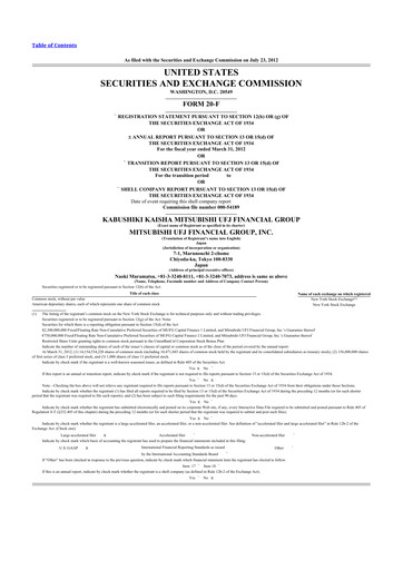 Thumbnail Mitsubishi UFJ Financial 20-F Annual Report 2012