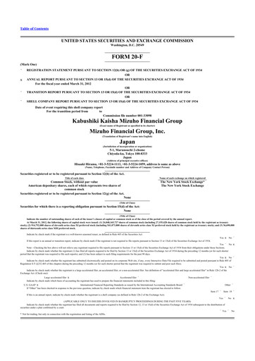 Thumbnail Mizuho Financial Group
 20-F Annual Report 2012