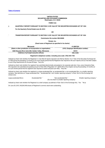 Thumbnail Pentair
 10-Q Quarterly Report FY2012 