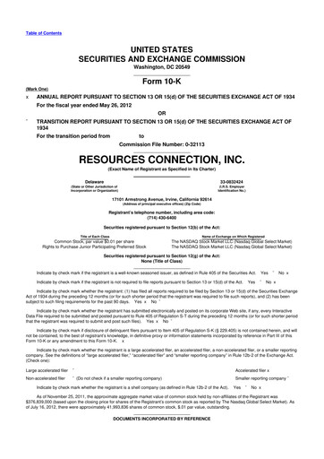 Thumbnail RGP (Resources Connection) 10-K Annual Report 2012