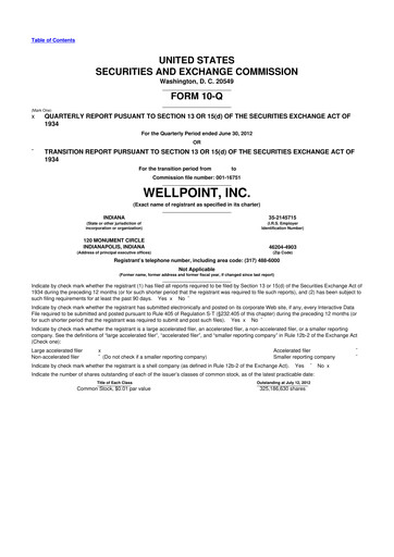 Thumbnail Elevance Health 10-Q Quarterly Report FY2012 