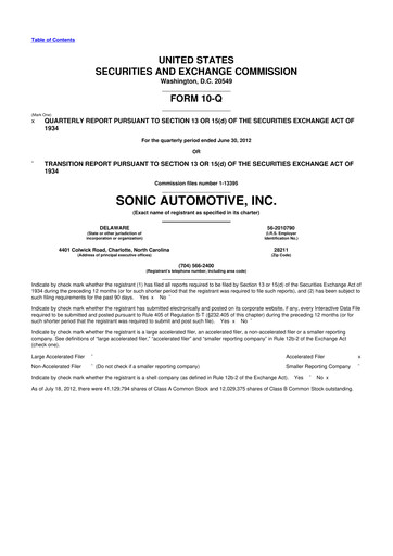 Thumbnail Sonic Automotive
 10-Q Quarterly Report FY2012 