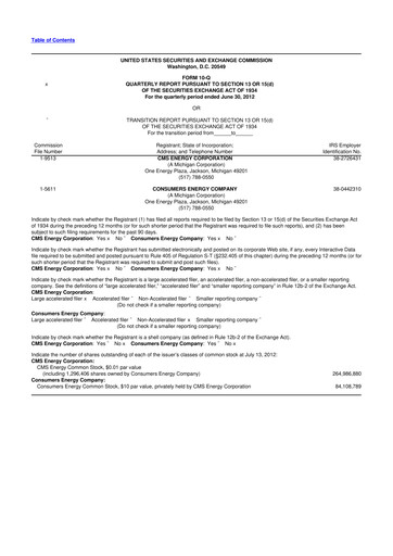 Miniature CMS Energy
 10-Q Rapport trimestriel 2012 