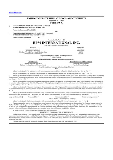 Thumbnail RPM International
 10-K Annual Report 2012