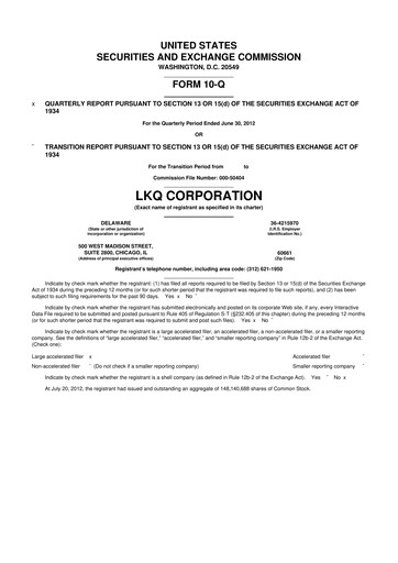 Thumbnail LKQ Corporation 10-Q Quarterly Report FY2012 