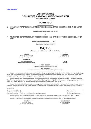 Thumbnail CA Technologies 10-Q Quarterly Report FY 
