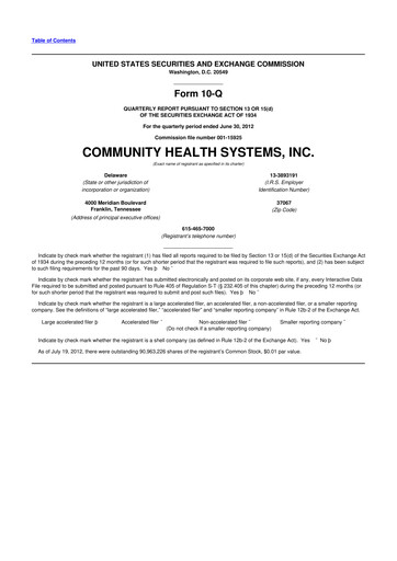 Thumbnail Community Health Systems
 10-Q Quarterly Report FY2012 