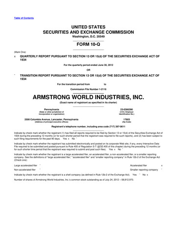 Vorschaubild Armstrong World Industries
 10-Q Quartalsbericht 2012 