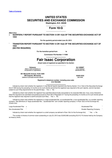Thumbnail Fair Isaac (FICO) 10-Q Quarterly Report FY2012 