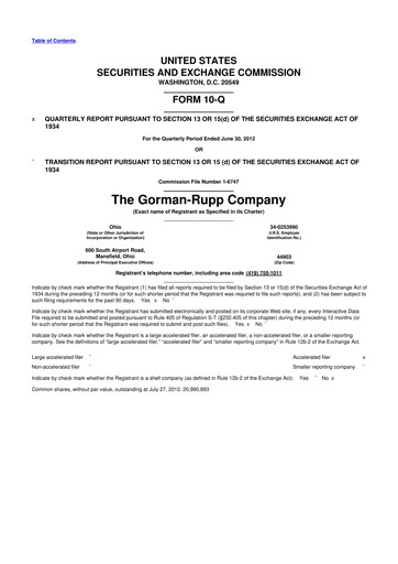 Vorschaubild Gorman-Rupp 10-Q Quartalsbericht 2012 