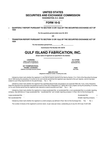 Thumbnail Gulf Island Fabrication
 10-Q Quarterly Report FY2012 