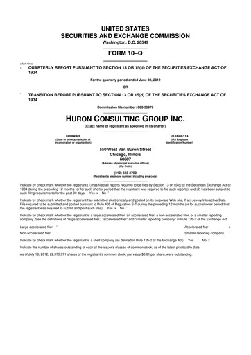 Thumbnail Huron Consulting 10-Q Quarterly Report FY2012 
