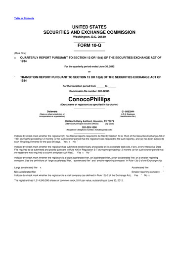 Thumbnail ConocoPhillips 10-Q Quarterly Report FY2012 