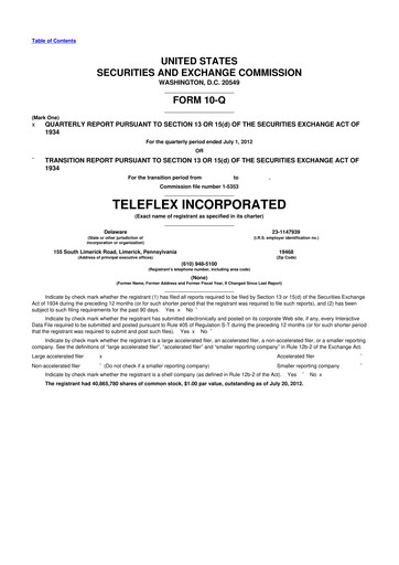 Thumbnail Teleflex 10-Q Quarterly Report FY2012 