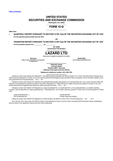 Thumbnail Lazard 10-Q Quarterly Report FY2012 