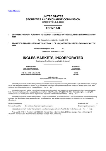 Thumbnail Ingles Markets 10-Q Quarterly Report FY2012 