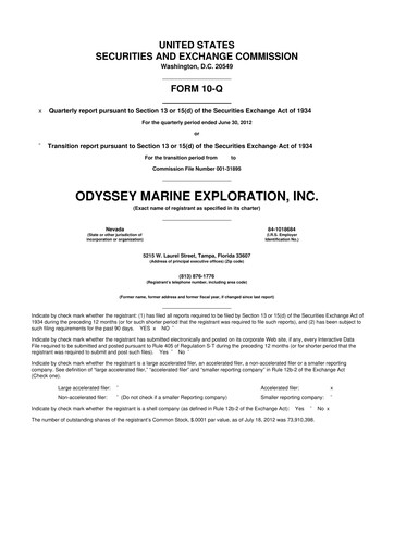 Thumbnail Odyssey Marine Exploration 10-Q Quarterly Report FY2012 