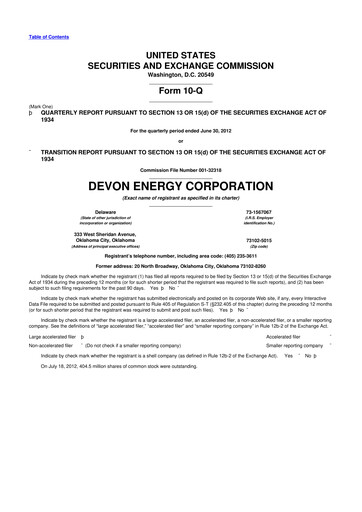 Thumbnail Devon Energy
 10-Q Quarterly Report FY2012 