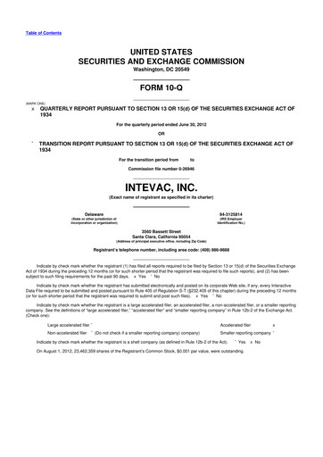 Thumbnail Intevac
 10-Q Quarterly Report FY2012 