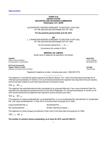 Thumbnail Imperial Oil
 10-Q Quarterly Report FY2012 